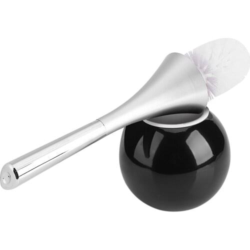 Creative Bathroom Toilet Scrub Cleaning Brush Holder Set with Stainless Steel Base