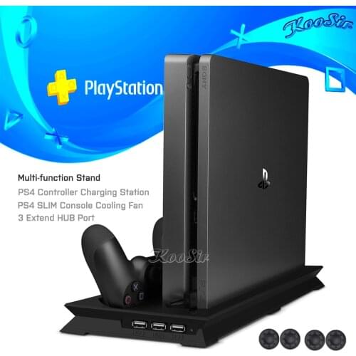 PS4 Slim Vertical Stand with Cooling Fan Cooler Controller Charger Charging Dock Station Play Station 4 PS 4 Games Accessories