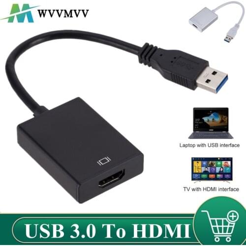 WVVMVV 1080P 60HZ HD Portable USB 3.0 To HDMI Audio Video Adapter Converter Cable High Speed 5 Gbps For Windows 7/8/10 PC