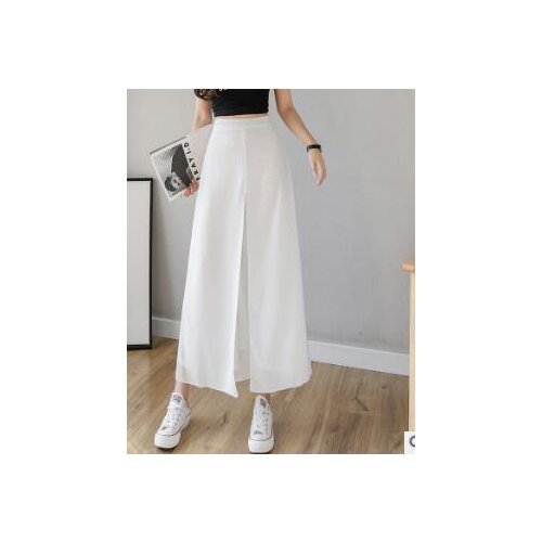 1pcs/lot korean style woman chiffon wide leg pants female ankle length loose chiffon pants