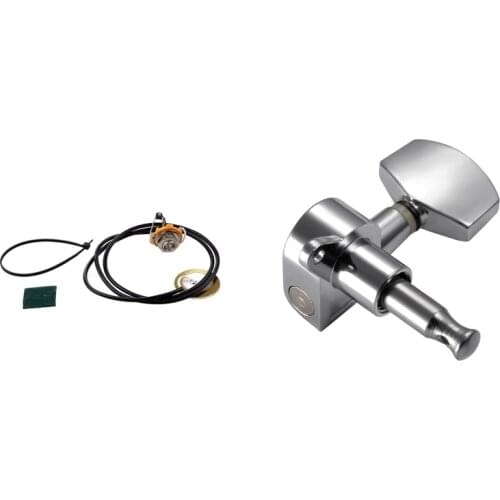 1 Set Guitar Parts Acoustic Pickup Pre-Wired Piezo Amplifier Jack & 12 Pcs Guitar String Tuning Peg Tuner