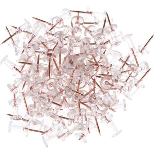 100pcs Push Pins Thumb Thumbtack Board Pins Drawing Photo Wall Studs Office School Supplies Transparent Rose Gold