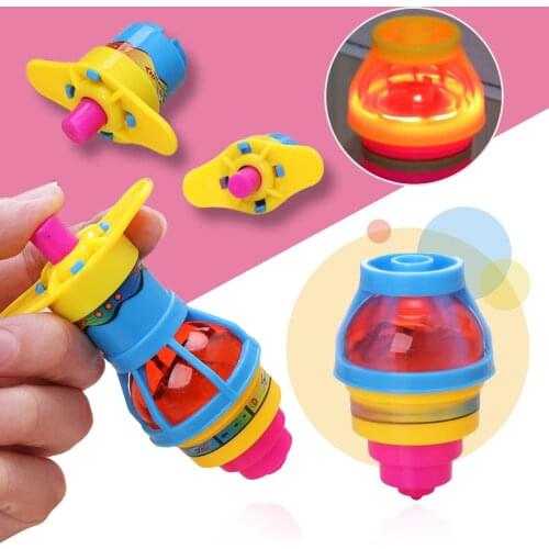 12PC pinning Top Colorful Flash LED Light Laser Music Gyroscope Kids Flash Luminous Spinning Top Toy Colorful Top Ejection Toy