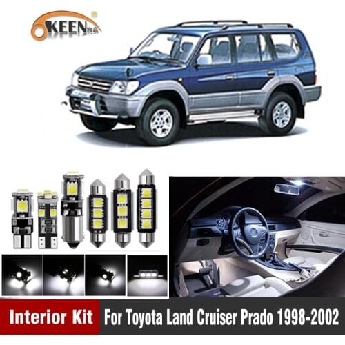 14pcs White Canbus W5W Car LED Light Bulbs Interior Kit For Toyota Land Cruiser Prado 1998-2002 Map Dome Lamp Plug n Play