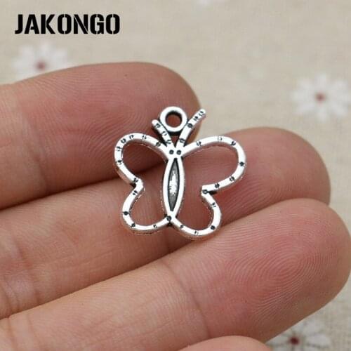 40pcs Hollow Butterfly Charms Antique Silver Pendants for Jewelry Making Earrings DIY Handmade Craft 20x19mm