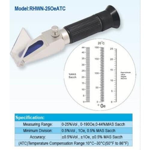6pcs/lot Hand-held new design 0-25%VOL WineOe Refractometer RHWN-25OeATC