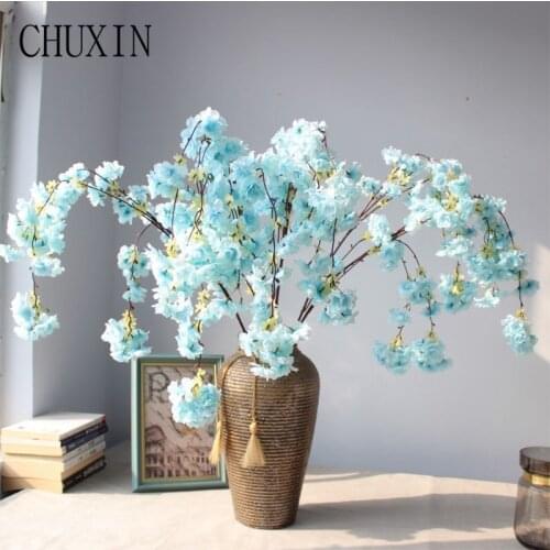 75 Heads Cherry Blossom Strips Home Decor Silk Artificial Flower Arrangement For Wedding Banquet Hotel Cafe Decoration 150cm