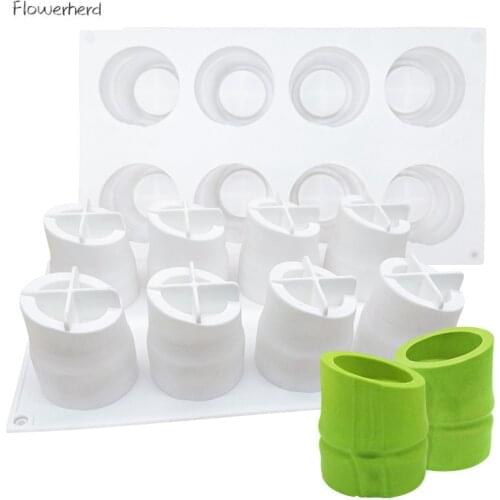 8-hole Bamboo Mousse Cake Silicone Mold Resin Mold Gypsum Aroma Candle Mold Handmade Soap Mold Fondant Molds Cake Decorating