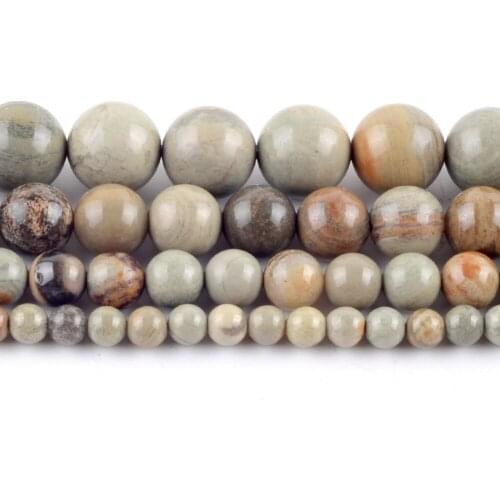 Natural Leaf Jaspers Stone Beads Round Loose Spacer Beads For Jewelry Making 4/6/8/10/12mm Bracelet Handmade