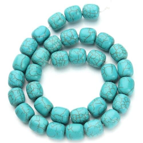 19pcs/Strand Big Round Tube Beads 1.2*1.1cm Blue Natural Stone Bead for DIY European Jewelry Making Findings F1191