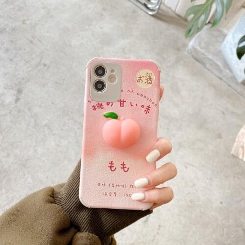 Japen for Huawei P40 Lite E P30 P20 Mate 40 30 20 PRO 20X Kawaii Cover Pink Cute Fruit Soft Squishy Peach Phone Case