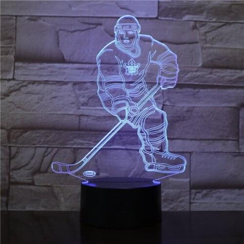 Sensor 3d Night Light Led Remote Touch Switch Hockey Player Colorful Usb Acrylic 3d Lamp Sports Desk Lamp Decoration 2363