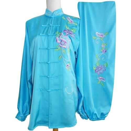 Kids/Adult customize women Peony embroidery tai chi uniforms martial arts clothing kung fu suits taiji costumes