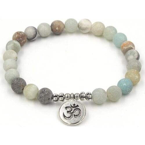 8mm ug4 elastic adjusted Charm nature stone Lotus life tree Buddha head Frosted Charm Chakra Healing Balance Reiki Bracelet