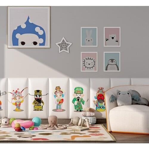 Apron bedside soft package Peking opera self-adhesive wall sticker living childrens room bedroom decoration