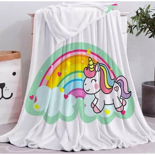 Cartoon Unicorn Blanket Flannel Fleece Super Soft Throw Blanket for Boys Girls Fluffy Fuzzy Cute Animal Print Rainbow Blanket