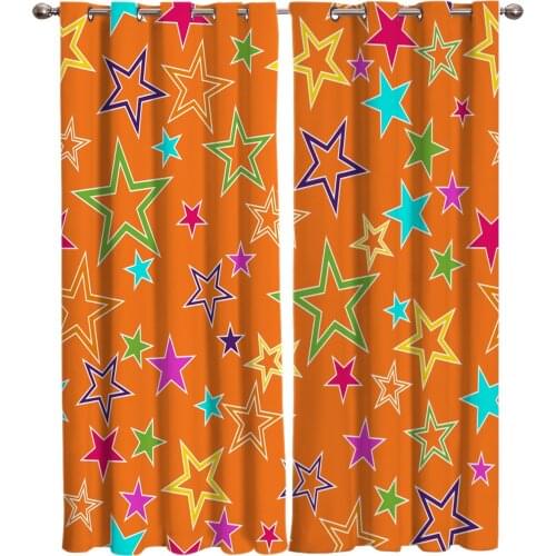Geometric Shape Colored Five-Pointed Star Home Decor Window Curtains Bedroom Kitchen Curtain Panel Curtains for Living Room