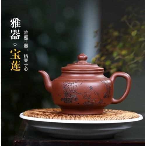 Clay teapot is hand-made with double-sided bottom groove, small capacity 150cc household single pot Kungfu small teapot