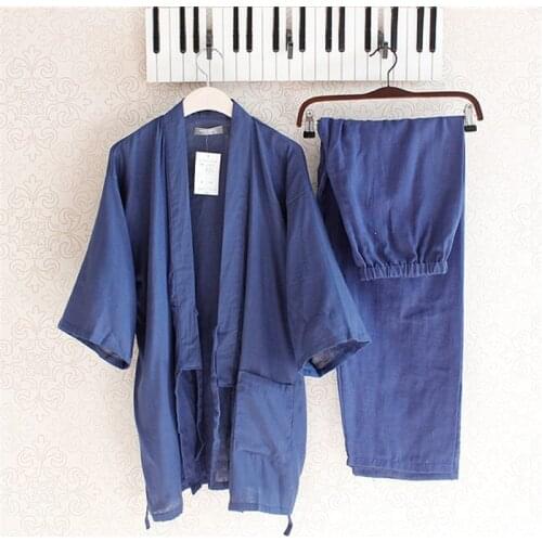 Cotton Yukata Japanese Kimono Traditional Japanese Mens Clothing Japanese Pajamas Mens Sleepwear Lounge Home Clothing Suits