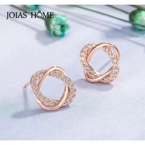 JoiasHome Trendy 925 Sterling Silver Stub Earrings For Charm Lady Zircon Flower Shape Women Wedding Engagement Fine Jewelry