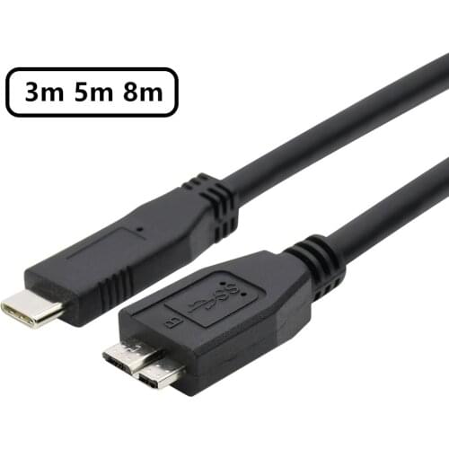 Qywo 3m 5m 8m USB 3.1 Type-c usb c male to USB 3.0 Micro B male data and charge cable for Apple MacBook Pro camera External HDD