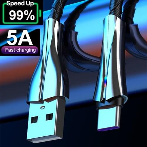 FLOVEME 5A USB Type C Cable Fast Charging For Samsung S10 S9 S8 Plus For Xiaomi mi9 For Huawei LED Mobile Phone 1M Charger Cable