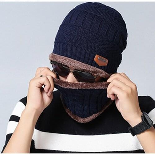 Kakaforsa Neck Warmer Knitted Hats Scarf Set Warm Knit Beanies Balaclava Winter Hat For Men Women Cap Skullies Bonnet 2pcs