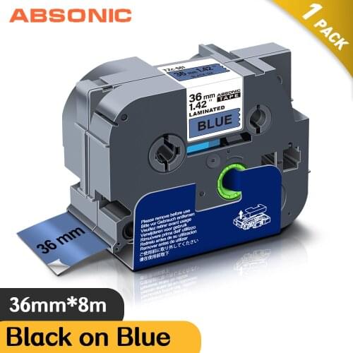 Absonic 36mm Black on Blue tze tape tze 261 tze561 Compatible for Brother P-Touch Label Maker Laminated Label Tape tz561 TZE261