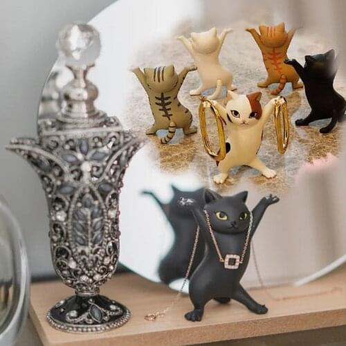 Cat Coffin Pen Holder Earrings Necklace Ring Jewelry Display Stand Organizer Holder Earphone Stand Cute Doll Handmade Decoration