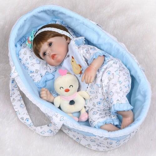 40cm Silicone Reborn Baby Doll Toys With basket Luxury Accessories Princess Dolls Lovely Birthday Gift Girls Brinquedos