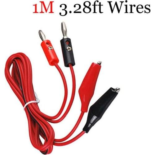 1M Copper 4mm Banana Plug to Shrouded Alligator 5A Banana Plug to Crocodile Alligator Clip Cable Leads For Testing Probe