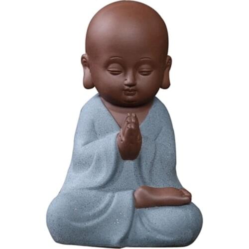 Ceramic cute little monk statue, modern art porcelain crafts, home decoration accessories, tea set ornaments monk buddha statue