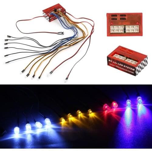 12 Ultra Bright LED Multi-function Lamp Light System Kit For 1/10 1/8 HSP TAMIYA CC01 Axial SCX10 D90 RC Car Parts