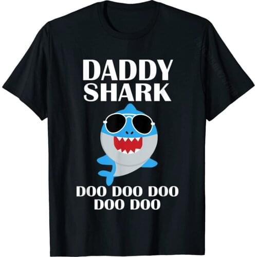 Daddy Shark Shirt Doo Doo Doo Fathers Day Daddy Christmas T-Shirt Coupons Mens Tshirts Birthday Tees Cotton Group