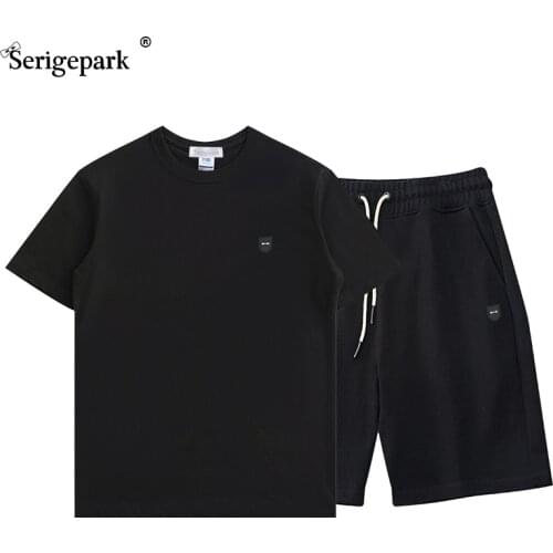 Mens sets casual sport classical sweat short with t shirt knitting material man tracksuit park Eden with badge pink bow unisex