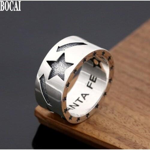 New Thai silver rings for man silver S925 silver jewelry sleek minimalist five-pointed star ring mens silver rings male ring