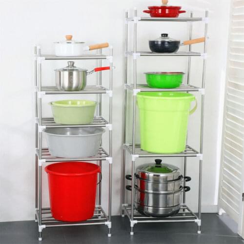 2-6 Layers Stainless Steel Pot Shelves Collapsible Kitchen Accessories Dish Rack Holders Kitchenware Pan Cover Corner Organizer