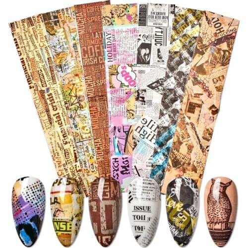 1pcs Magazine Newspaper Styles Letters Water Transfer Nail Stickers Water Nail Slider Manicure Decorations