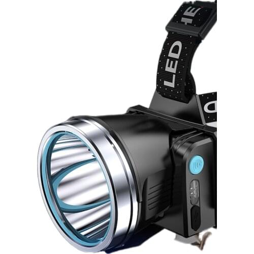 Long-range three bright light headlight glare night fishing light yellow lamp head mounted flashlight long life