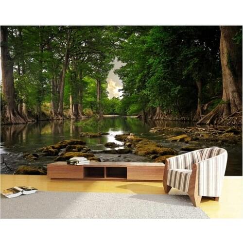 Custom mural on the wall 3d photo wallpaper Forest trees river landscape home decor living room wallpaper for walls 3 d in rolls
