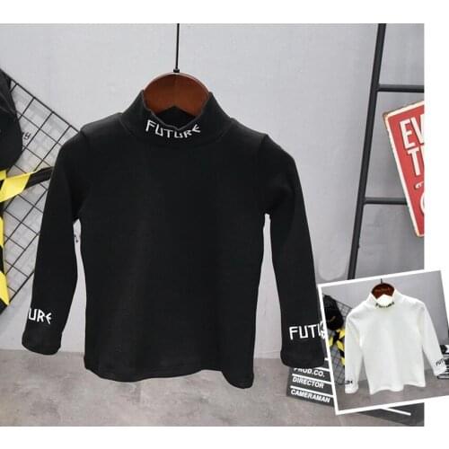 New Autumn Boys T Shirt Fashion Kids T Shirt For Boy Cotton long Sleeve Baby Girls Embroidered T-shirt with high collar