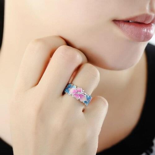 New Alloy Color Flower Rings for Women Delicate Wedding Ring Jewelry