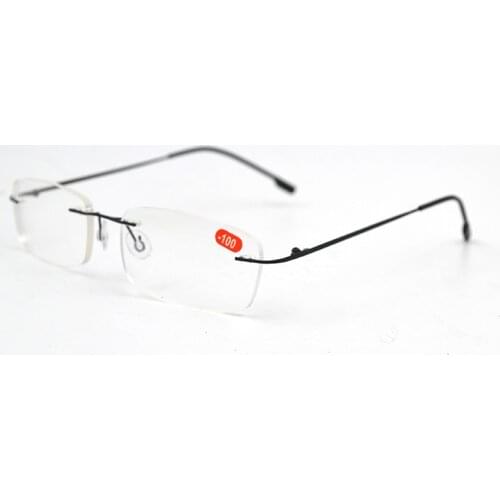 Men Pure Titanium Rimless Glasses Women Myopia Optical Eyeglasses Ultralight nearsighted shorted sighted Eyewear -1.0 to -6.0 L3