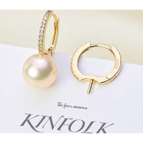 925 Sterling Silver Earrings Findings Base Mountings Jewelry Parts Accessories for Pearls Beads Agate Jade Crystal