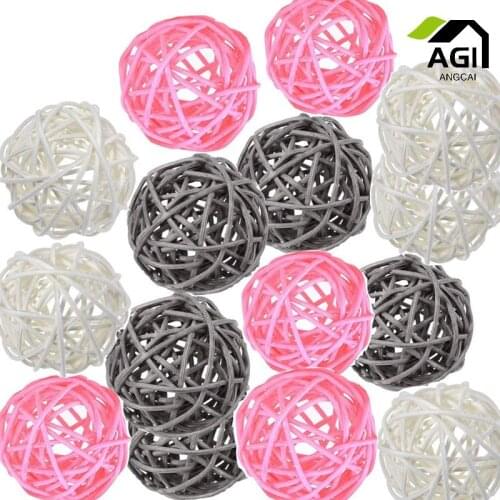 15 Pieces Wicker Rattan Balls Decorative Orbs Vase Fillers for Craft, Party, Wedding Table Decoration, Baby Shower, Aromatherapy