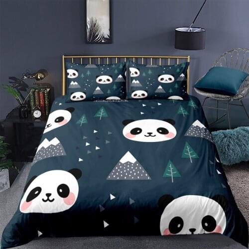 Cartoon Panda Cat Sheet Duvet Cover Set Single King Queen King Size Kids Cute Animal Bed Set Pink Bedclothes 140x210 Quilt Cover