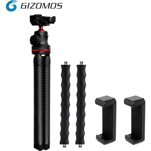GIZOMOS GM-8 Portable Tripod Holder 8 Levels Adjustable Height Tripod Bracket for Smartphone/SLR DSLR ILDC Cameras/Sports Camera