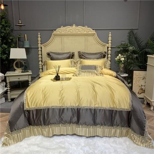 2021 Luxury 800TC Silk Cotton Glorious Palace Bedding Set Embroidery Duvet cover Flat Sheet Pillowcases Queen King Size 4/6/7Pcs