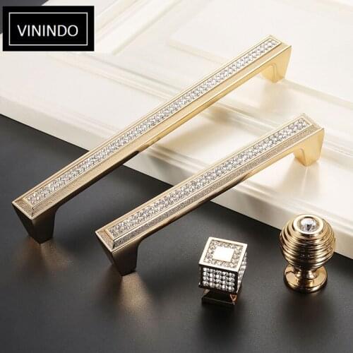 K gold luxury drawer handle, diamond knob, crystal alloy gem handle, round/square knob with screw, light-emitting drawer cabinet