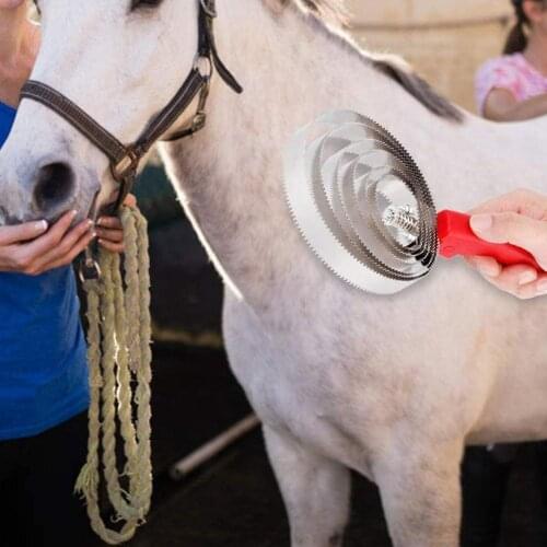 6-Rings Curry Comb Cleaning Brush Metal Horses Groomer Scraper Comfortable Steel Brush Serrated Comb For Cattle Horses